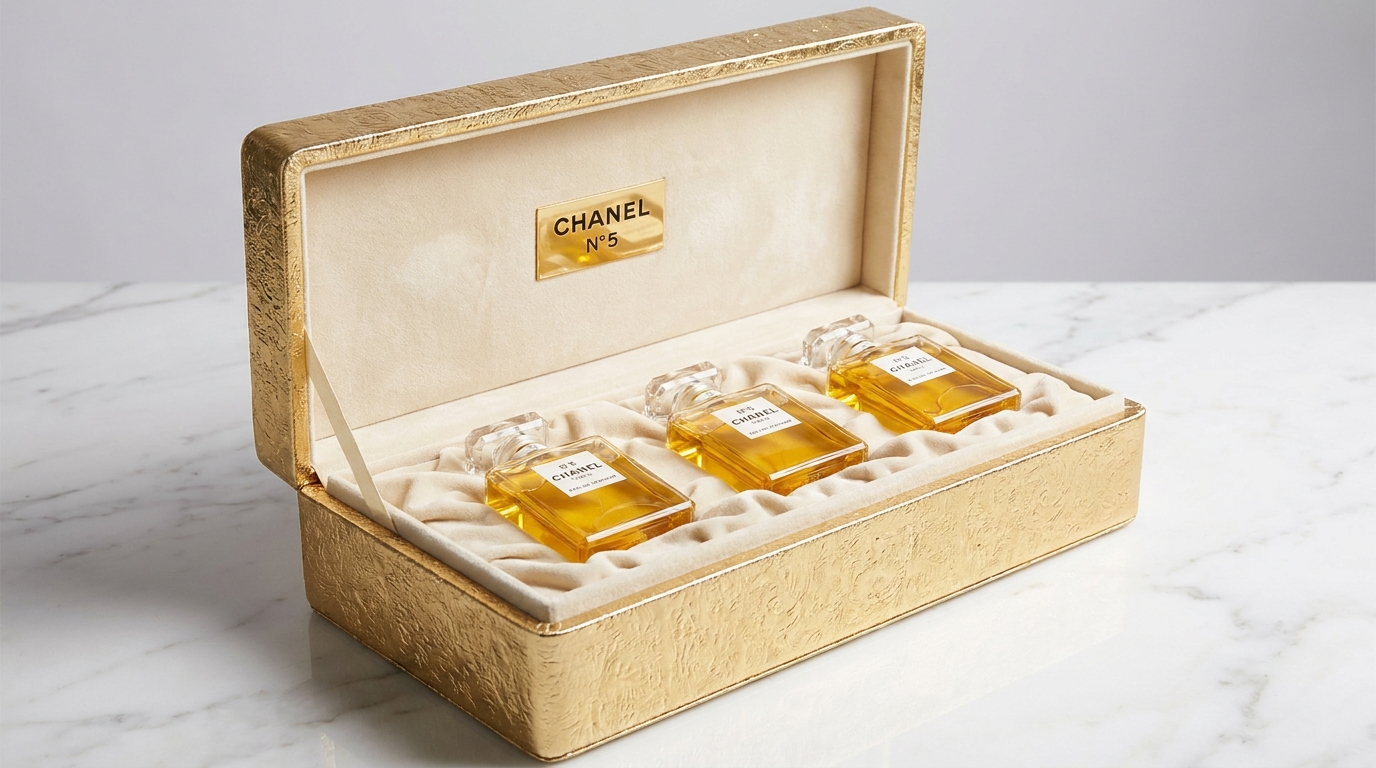 Chanel No 5 in velvet-lined luxury case