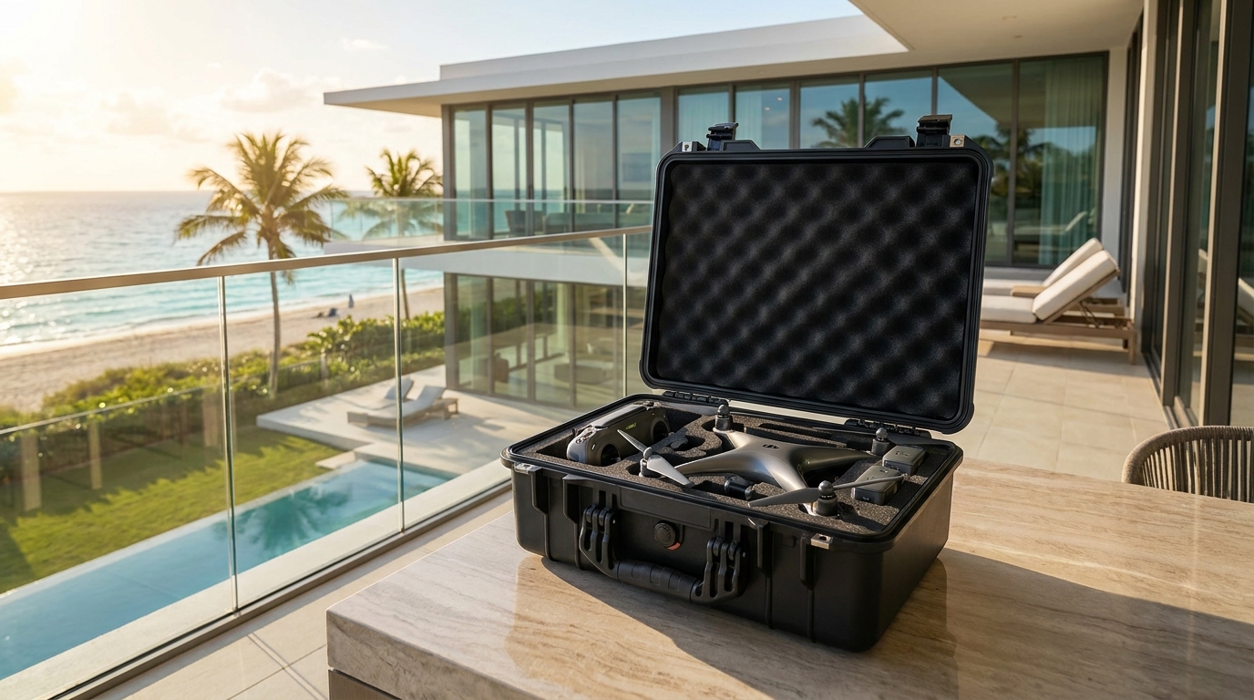 Phantom 4 Pro in sleek case for Miami real estate photography